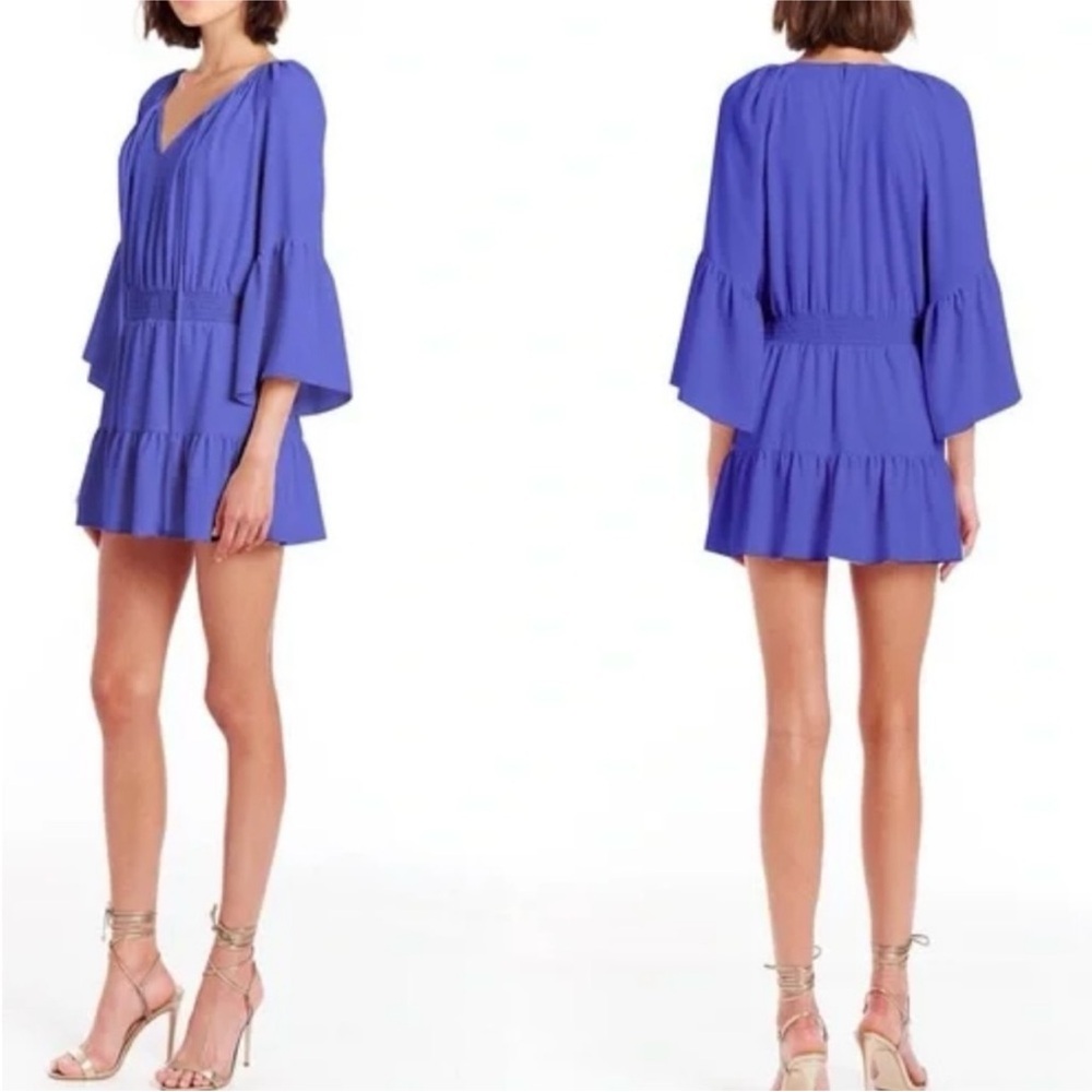 Amanda Uprichard Alena Neck Tie Womens Mini Romper Size S Purple